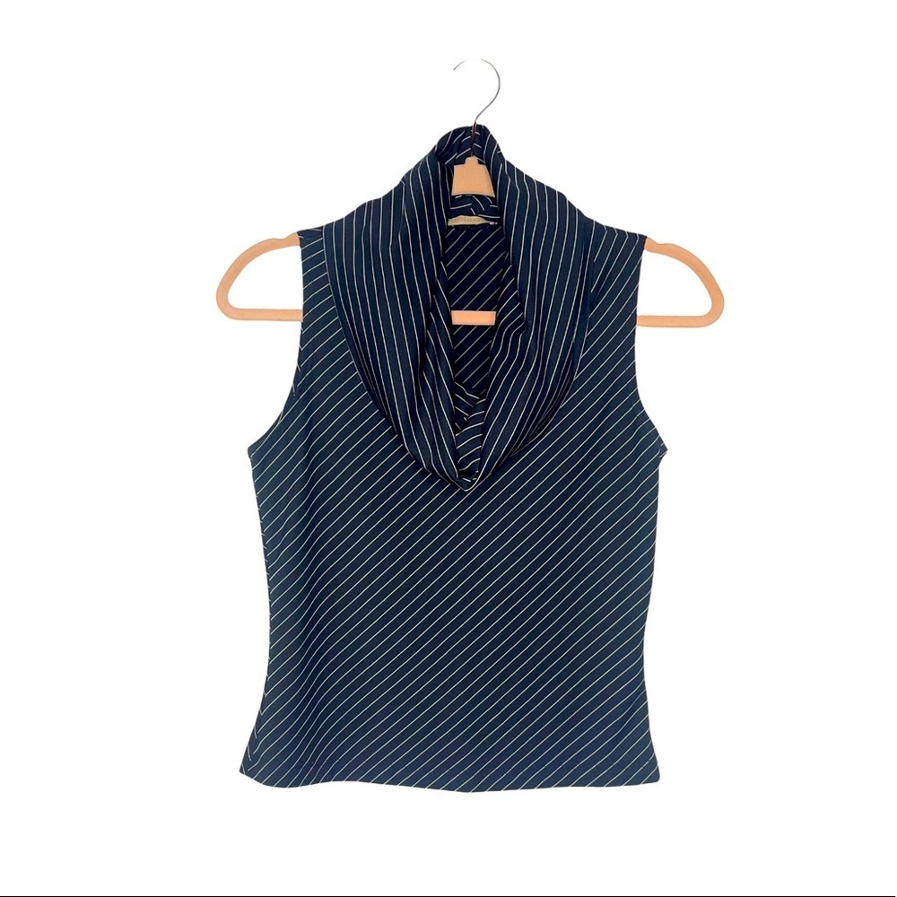FOREVER21 Black & White Stripe Cowl Neck Tank Top M